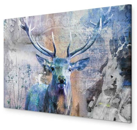 murando HandArt Bilder auf Leinwand Hirsch 1 tlg Leinwandbild Wandbilder Wohnzimmer Wanddekoration Moderne Kunst - Tiere Abstrakt a g-C-0060-b-d