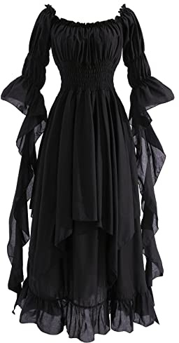 Fiamll Viktorianisches Kleid Renaissance Kostüm Frauen Gothic Hexenkleid Mittelalterliches Hochzeitskleid