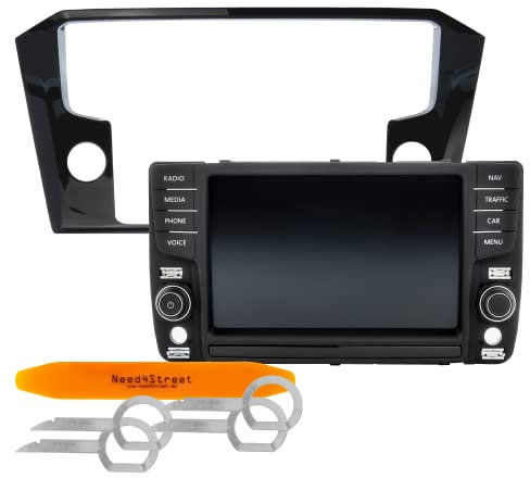 Need4Street Bedieneinheit mit Radioblende zur Nachrüstung des 8 Zoll Displays, schwarz, Umrüstsatz kompatibel mit VW Passat 3G/B8, geeignet für Discover Media und Composition Media, MIB2