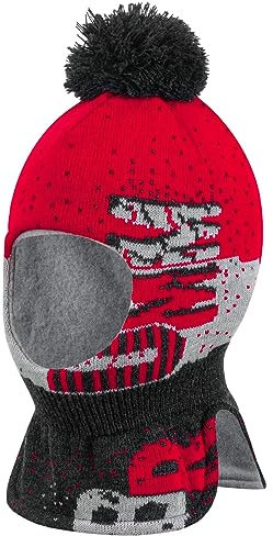 AJS Jungen Winter Mütze Schlupfmütze Schalmütze Strick Warme Wintermütze 44/48, Farbe: Rot