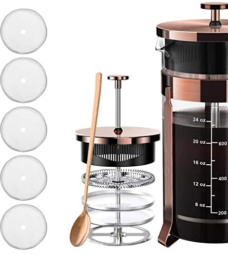 Lot de 5 Filtres à Mailles en Acier Inoxydable pour Cafetière à Piston 80 Mailles pour Cafetière à Piston 350 Ml