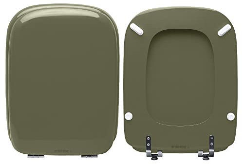 Abattant WC Ideal Standard Conca comme original, WC en bois recouvert de résine polyester avec charnières incluses, planche WC fabriquée en Italie (vert CACTUS)