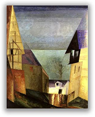 Lyonel Feininger Druck auf Leinwand-Berühmte Gemälde Wandkunst-Frühling, Vollersroda-Abstrakter Expressionismus Leinwand Wandkunst Bild 40x50cm Rahmenlos
