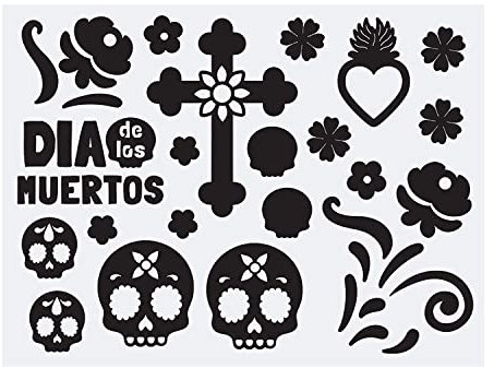 Religious Day of The Dead Halloween Mason Jar Decals - 24 Pieces