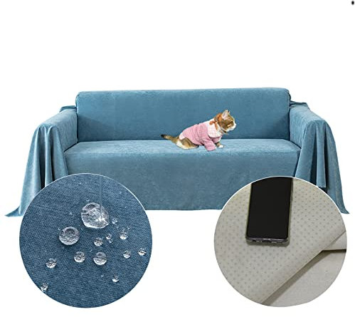 PEXXSUII Sofaüberwürfe Loveseat Abdeckung, Wasserabweisend, Rutschfest, Langlebig, Vollständig, Sofakissen, Stoff, Möbel, Couchschutz für Haustiere Haare Kinder Floppers Hund Katze Kratzer 260 x 180cm