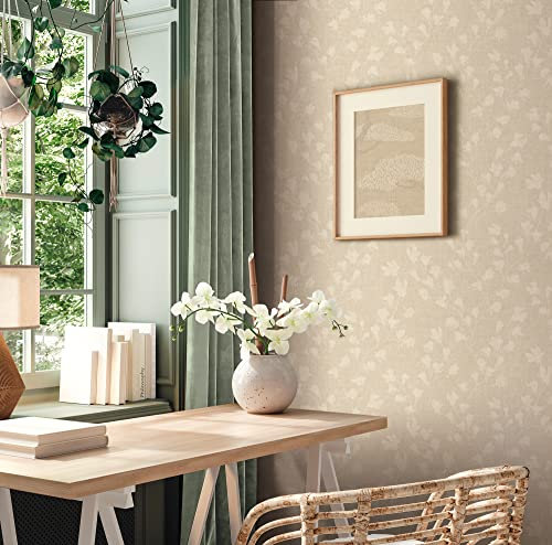 A.S. Création Tapete Floral Grau Beige Greige Nara 387474 Tapete Blätterranke Vliestapete 10,05 m x 0,53 m Made in Germany