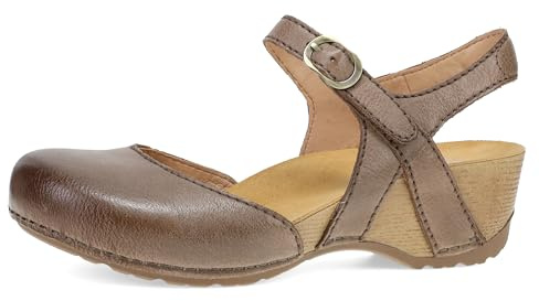 Dansko Tiffani Wedge Sandal for Women – Cushioned, Contoured Footbed for All-Day Comfort and Support Brown 6.5-7 M US