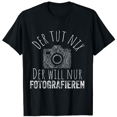 Vintage Kamera Digital Fotos Geschenke - Der tut nix will nur Fotografieren - Fotografie Fotograf T-Shirt Schwarz Klein EU 3/4 Ärmel Unisex Erwachsene T-Shirt