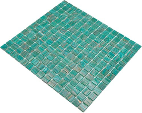 Mosaik türkis Glasmosaik Mosaikfliese Fliesen Glas glänzend Quadrat Wand Boden Küche Bad Dusche