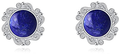 Lapislazuli Ohrringe Sterling Silber Blau Lapis Lazuli Ohrstecker Ohrringe Boho Geburtstag Schmuck Geschenke für Damen