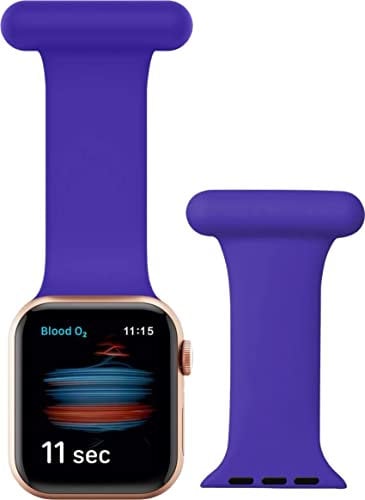 iWatch Strap Compatible with Apple Watch 42mm - 44mm, Infection Control Design Silicone Pin Fob for Nurses Midwives Doctors Healthcare Workers' iWatch Series SE/7/6/5/4/3/2/1 (Purple)