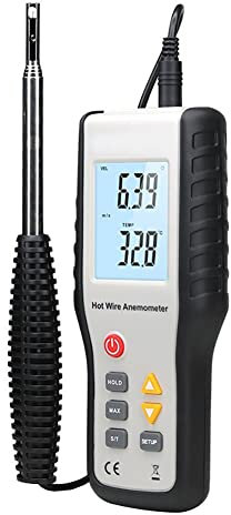 Anemometro a filo caldo da condotto, anemometro termico con display LCD retroilluminato, misuratore di velocità del flusso d'aria CFM/CMM palmare Misuratori di velocità del vento for HVAC Flusso d'ari