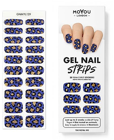 MOYOU LONDON Semi Cured Gel Nail Strips - 20 Pcs. Nail Wraps for Salon-Quality Manicure - Works with Any UV Lamp - Easy to Apply, Trim, & Remove Gel Stickers