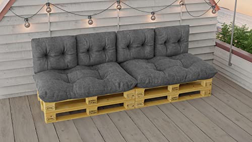 King Matratzen Palettenkissen Set für Europaletten wasserdicht sitzkissen rückenkissen Indoor und Outdoor 120x80 60x40 3 Farben (6ER Set GRAU (10))