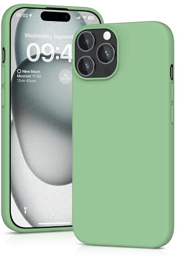 YATWIN Silicone Case for iPhone 15 Pro Max, Soft-Touch, Shockproof, DustProof, Antiskid Full Body Armour Phone Cover for Apple iPhone 15 Pro Max - Mint Green