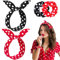 Kiiwah 4 Stück Haarschmuck Accessoire mit Polka Punkt fur Damen Mädchen, Satin Scrunchies Haargummi Invisibobble, Stirnbänder mit Einstellbar Draht, Vintage Haarband in Klassischer Rot und Schwarz