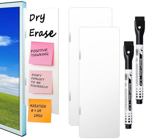 Monitor Memo Board, Magnetic Dry Erase Multifunction Whiteboard Monitor Side Panel, Desktop Memo Board with a Pen (2)