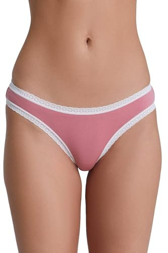 ALBERO NATUR Damen Slip Spitze Bio-Baumwolle Bikinislip Unterwäsche Unterhose (DE/NL/SE/PL, Alphanumerisch, L, Regular, Regular, Pastellrosa)