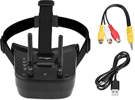 JOROBURO 5,8 G FPV-Brille, 3 Zoll Leichte VR SwagDrone 480 X 320 Display 40 Kanäle Mini-FPV-Brille Integriert, 3,7 V 1200 MAh Batteriezubehör für Drohnen-Quadcopter, Multirotoren, RC-Fahrzeugteile