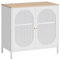 HOMSTEEL Buffet Sideboard Cabinet, Metal Storage Cabinet with Hazy PC Board Doors, Two Color Handles, Liquor Cabinet with Adjustable Shelves for Kitchen, Dining Room, Living Room, Natural and White