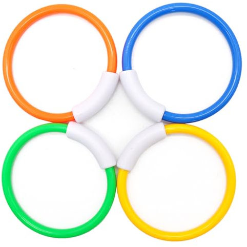 4Pcs Diving Rings for Swimming Pool - Sinking Toys for Kids, Underwater Training Sinkers, Bath Rings Water Toy for Kids 7-12 Girls Pool Games