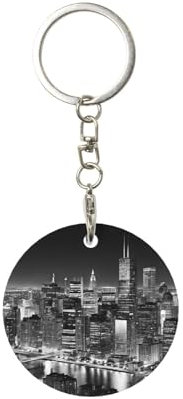 KDUBNJDS Porte-clés de voiture rond en métal (New York), porte-clés universel en métal pour homme et femme, new york, taille unique