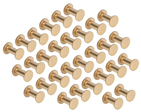 LetCart Remaches de tornillo de latón, paquete de 20, clavos macho y hembra, remaches de cuero para álbum de fotos, libro mayor de tubo, 0.5 pulgadas