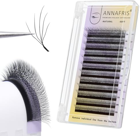 ANNAFRIS Wimpern Extensions 5D W Kamelie Wimpernverlängerung 0.07 L 9-13mm Mix Fertige Fächer Wimpern 5D Vorgefächerter Wimpern(Camellia-5DW 0.07L 9-13mm)