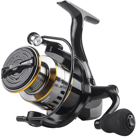 Lvpradior Spinn-Angelrolle, 10 kg große Bremskraft, Spule aus Aluminiumlegierung für reibungsloses und langes Werfen, links/rechts austauschbare Angelrolle für Salzwasser und Süßwasser (HE7000)