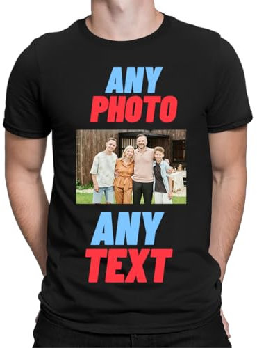 Personalised T-Shirt UK | Design Your Own | Any Photo, Any Text | Men & Kids | Personalised Workwear Mens Tshirt | Printed Stag do Hen Party Create Your Own Custom T Shirt Black 2XL
