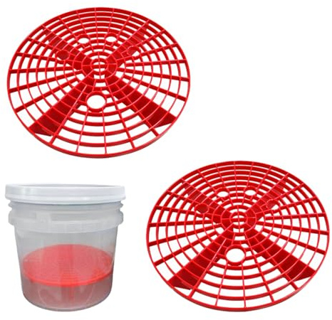 Yourkar 2 PCS Car Wash Bucket Inserts, Plastic Vehicle Wash Bucket Insert Detail Grit Trap, Auto Wash Dirt Collectors Fits 12 Inch Diameter Bucket, Universal Car Accessories (Red)