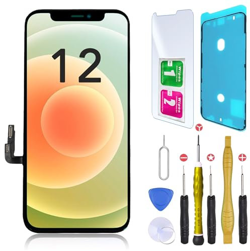 CINQ TEQ Ecran Remplacement pour iPhone 12 avec Joint d'ecran + Verre Trempe et Outils