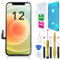 CINQ TEQ Ecran Remplacement pour iPhone 12 avec Joint d'ecran + Verre Trempe et Outils