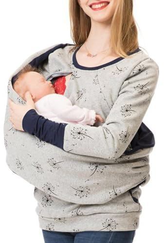 NaLatia Umstandsmode-Oberteil-Sommer Damen Stillpullover Langarm Hoodie Winter Umstandsmode Mutterschaft Kapuzenpullover Nursing Stillshirt Warm Sweatshirt Still Pullover mit Kapuze S-XL