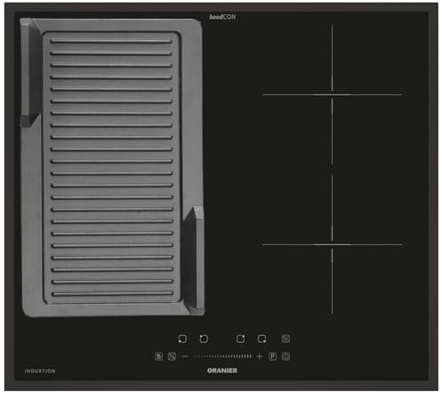 Oranier FlexX-Induktion KXI460 - Induktionskochfeld 60 cm mit Maxi- und Brückenfunktion & gerillte Grillplatte & schwarzer Kochfeldrahmen