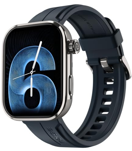 Noise ColorFit Pro 6 Max AI Enabled Smartwatch, 1.96 AMOLED, Built-In GPS, TWS Connectivity, Advanced Processor, Health Tracking and Insights, Stainless Steel Build, 1Year Warranty (Blue Titanium)