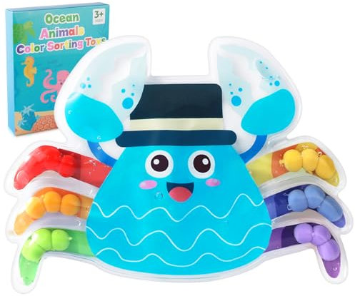 hopihy Krabben Farbsortierspielzeug für Kleinkinder, Bienenformen Sensorisches Spielzeug für Autismus & Feinmotorik, Montessori Spielzeug für 3+ Jahre alt, Farbsortierspielzeug Lernspielzeug Ideal für