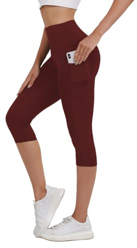 Merlvida Capri Leggings Damen High Waist 3/4 Sport Leggins mit Taschen Blickdicht Kurze Sporthose Elastische Sportleggins Schwarz 7/8 Hose Sommer für Yoga Gym Fitness