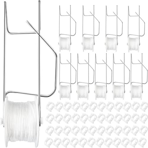 Kit de enrejado de invernadero, ganchos de tomate con cuerda, 10 ganchos de rodillo para plantas con 100 clips de soporte de tomate, kit de enrejado de flores para tomate, planta, invernadero