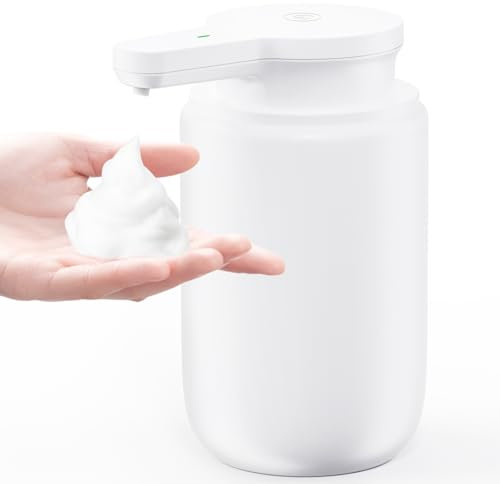 Dispensador de jabón automático de espuma eléctrico con sensor: LAOPAO Soap Dispenser Set IPX5 resistente al agua USB-C Carga con sensor de movimiento infrarrojo para cocina y baño (blanco)
