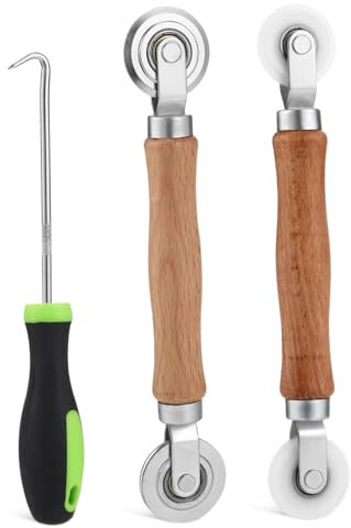 Angoily Aluminium Fliegengitter-werkzeug Mit Holzgriff Robustes Fenster Tür Reparaturkit Zwei Roller Für Fliegengitter Montage Metallschlaufenhaken Inklusive Vielseitig Einsetzbar