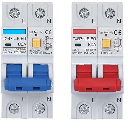 SAYTAK Magnetotermico,Interruttore Magnetotermico RCBO 6KA Tipo A 10A 16A 32A 40A 63A 30mA Interruttore differenziale 2P con Protezione da sovracorrente e perdite(2P Type A 220V,16A)