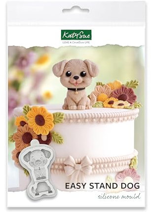 Katy Sue Easy Stand Dog Silicone Mould for Cake Decorating & Craft. Use with Fondant, Sugar Paste, Gum Paste & Air Dry Clay from Katy Sue Designs Fondant Moulds