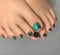 SXVME Cateye Emerald Green Press on Toes Nails Short Square, Glitter Fake Toe Nails Glue on, Cute Acrylic Toe Press on Nails for Women, Sparkle Bling Glossy False ToeNails in 24 Pcs