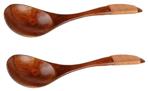 EQEQE Cucharas de Madera for cocinar, 2 Piezas Cuchara de Sopa Cuchara de Miel Cucharas de café Cuchara Vintage de Madera