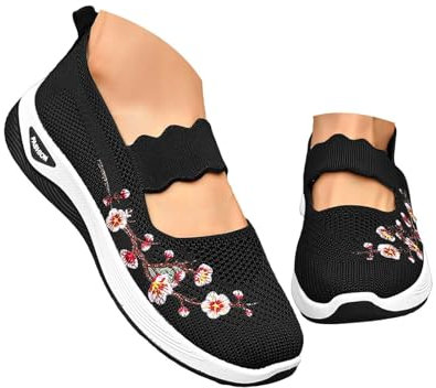 Plantar Fasciitis Shoe Trainers for Women Wide Fit Wedge Walking Sneakers Casual Non Slip Running Shoes Lightweight Low Top Slip on Orthopedic Sales Today Clearance Women Shoes Black 6