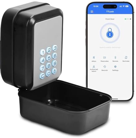 Smart Schlüsselbox Schlüsseltresor mit Zahlencode, Bluetooth Lock Box | Schlüsselbox mit Code, Schlüsselsafe mit 6-9 Stelligem Zahlencode,Unterstützt TTLock APP und PIN-Code für Außen Haus Garage