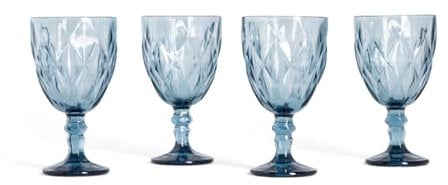 HOMLA LUNO Weingläser Set 4 Stück – 340ml, Blau, Spülmaschinenfest, Hochwertiges Glas