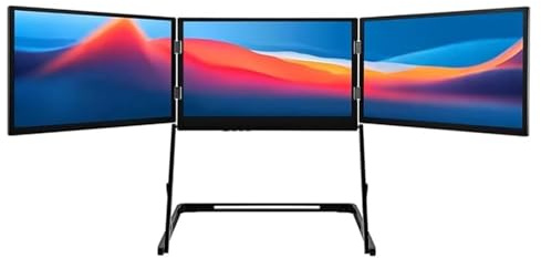 LADECNERHT Extension D'écran pour Ordinateur Portable 15,6, Triple écran Portable IPS Fhd 1080p, HDMI/USB-C/Type-C pour Windows Et Mac, Compatible avec Les Ordinateurs Portables De 13,3 à 17