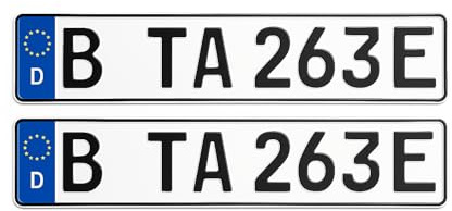 2 placas de matrícula para vehículos eléctricos – Oficialmente para homologación en Alemania, norma DIN 74069, incluye sello de prueba DIN, reflectante y resistente a la intemperie, fabricado en